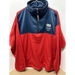 Vintage Olympic USA London Women's XL Red Pullover Jacket Embroidered‎